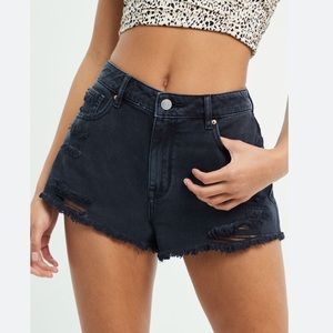 Pacsun Black Distressed High Waisted Denim Festival Shorts